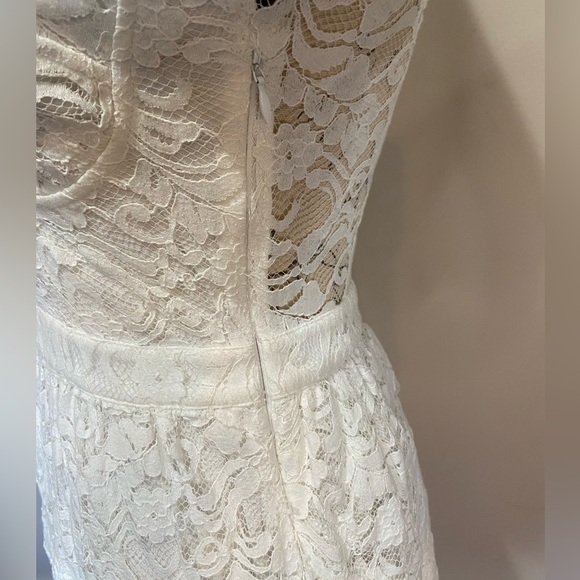 LoveShackFancy Alela White Lace Eyelet Bustier Long Sleeve Mini Dress Sz Small - Picture 7 of 15